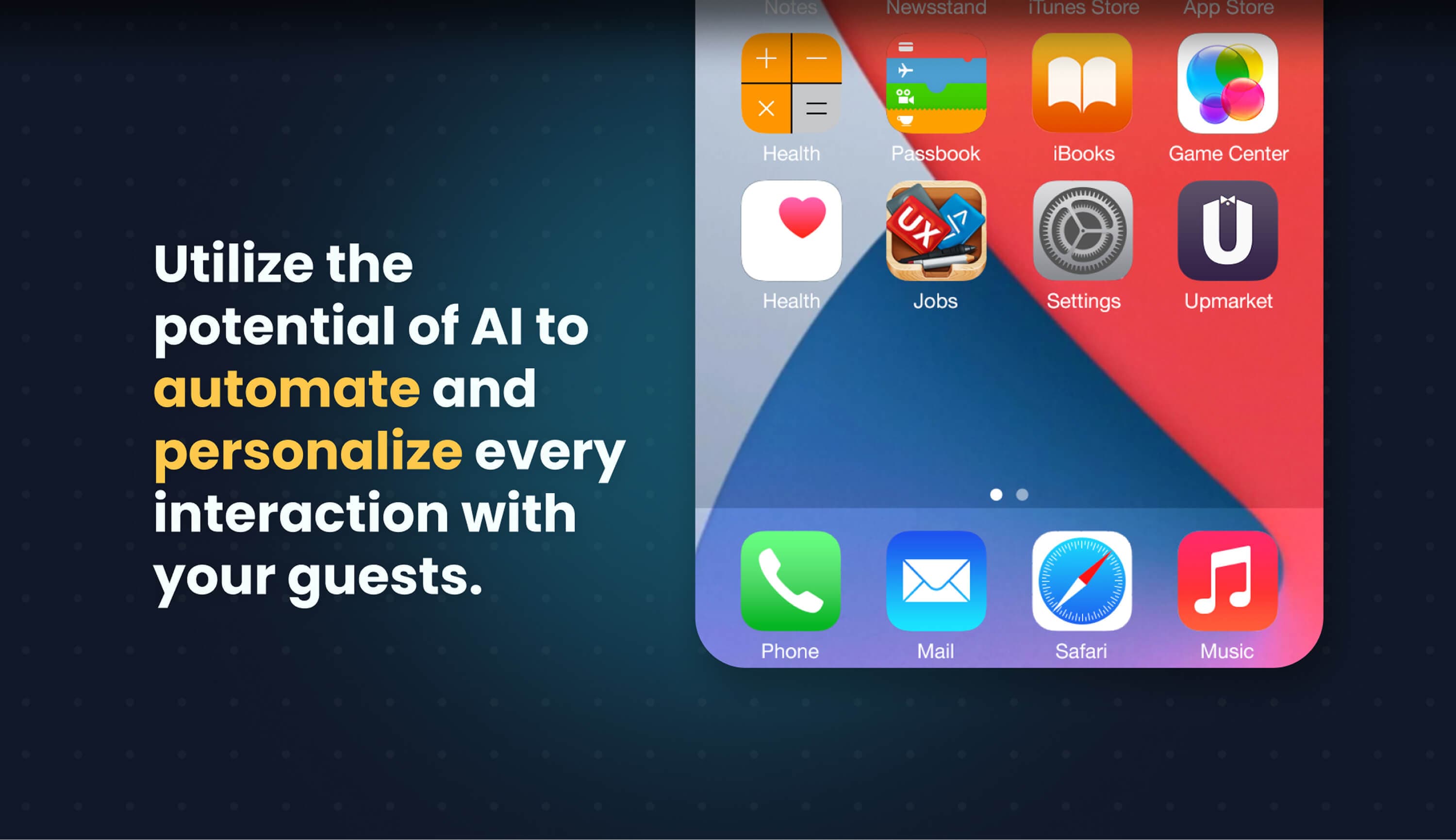 Utilize the potential of AI to automate and personalize every interaction with your guests — the app icon shown in place among the other icons of an iPhone home screen