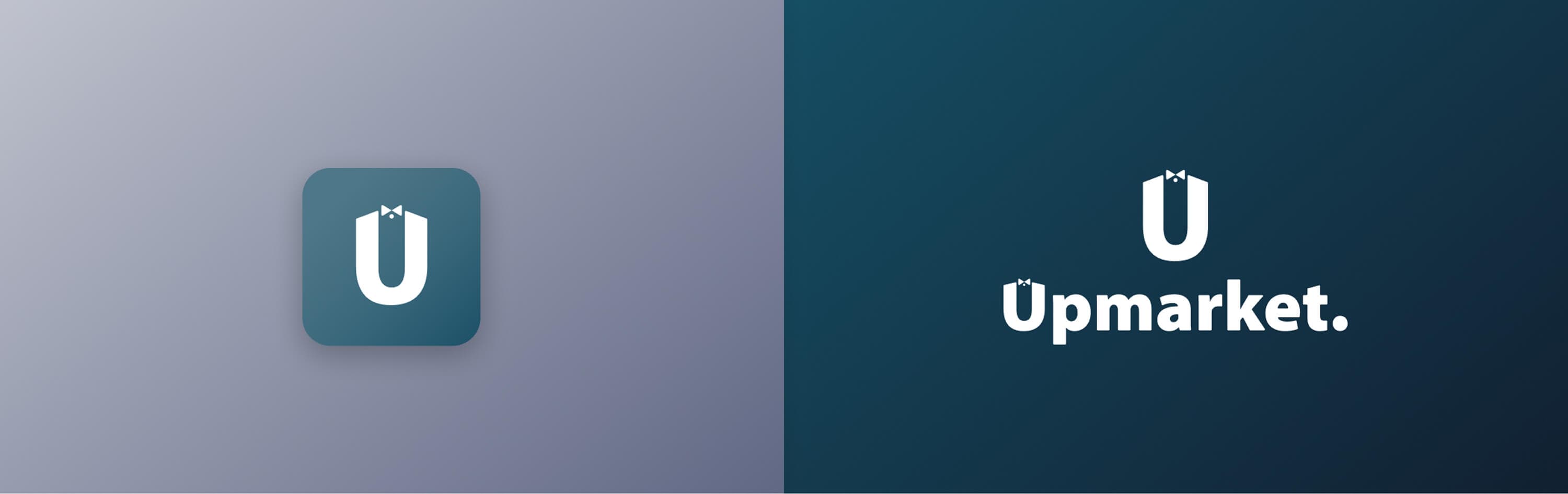 The app icon on a light gradient, beside the stacked monogram and wordmark reversed in white on dark teal