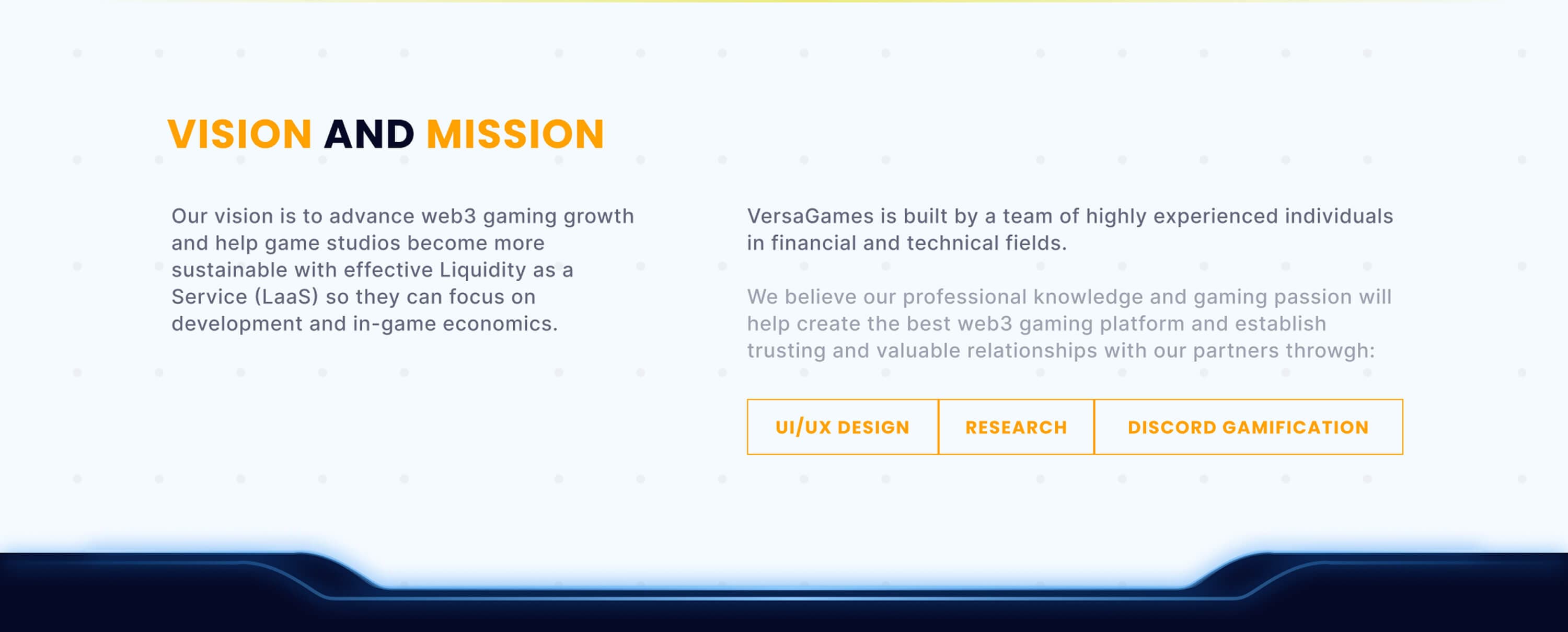 Vision and mission — advancing web3 gaming growth with liquidity as a service, through UI/UX design, research and Discord gamification